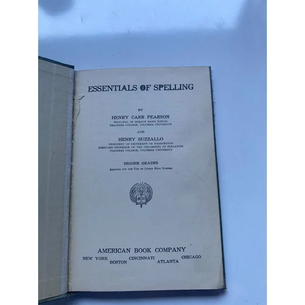 1921 Essentials of Spelling Higher Grades Pearson Suzzallo American Book Company